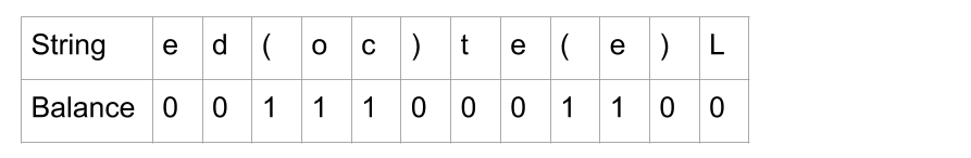 字符串 e)d(oc))te(e)L 删除无效的）后得到 ed(oc)te(e)L